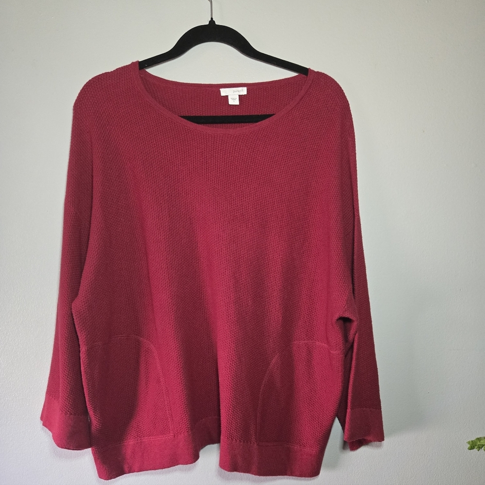 Pure Jill Cotton Cashmere Textured Knit Sweater | Size Small